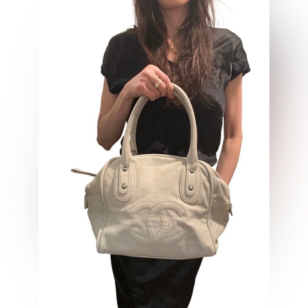 Chanel White Satchel with Iconic CC Logo